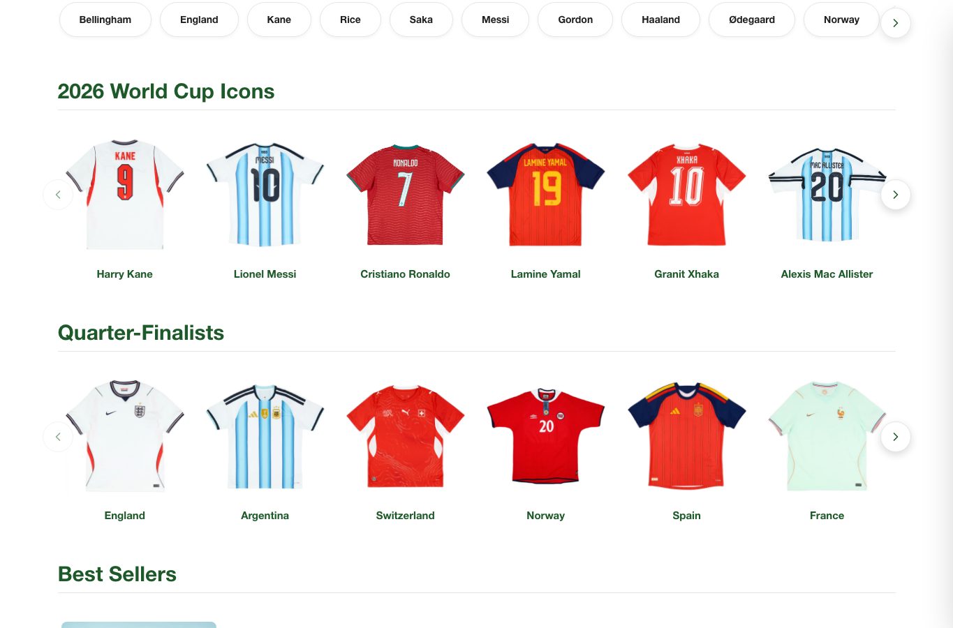 Zona intermedia del catalogo de Classic Football Shirts