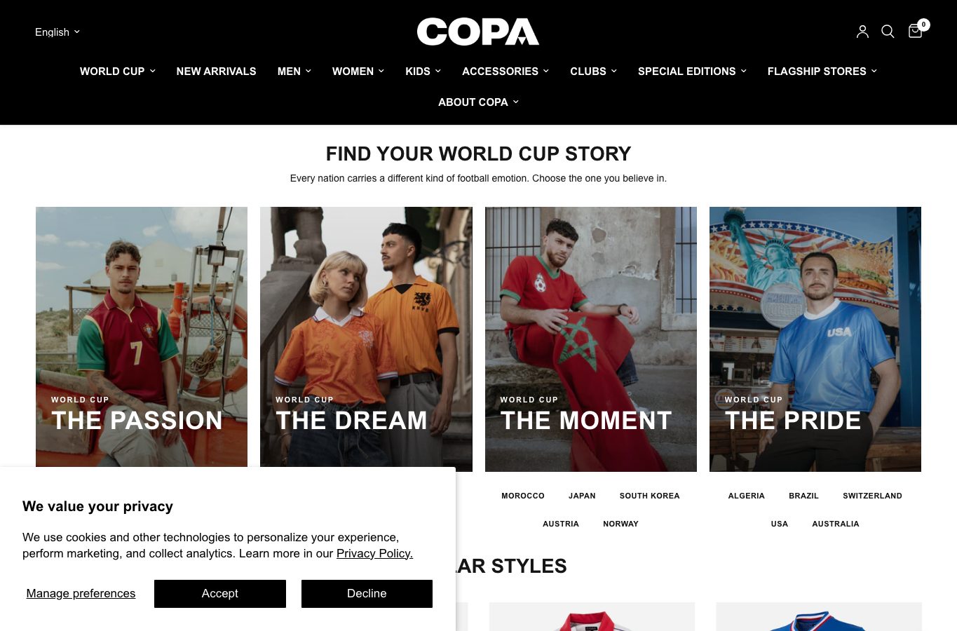 Zona intermedia del catalogo de COPA Football