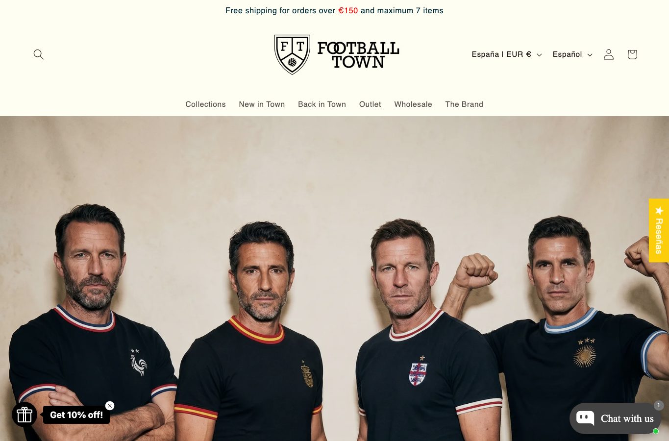 Inicio de la tienda online Football Town