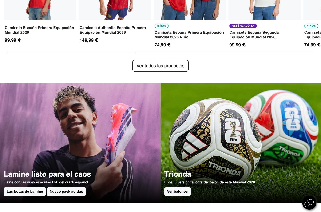 Zona intermedia del catalogo de Futbol Emotion