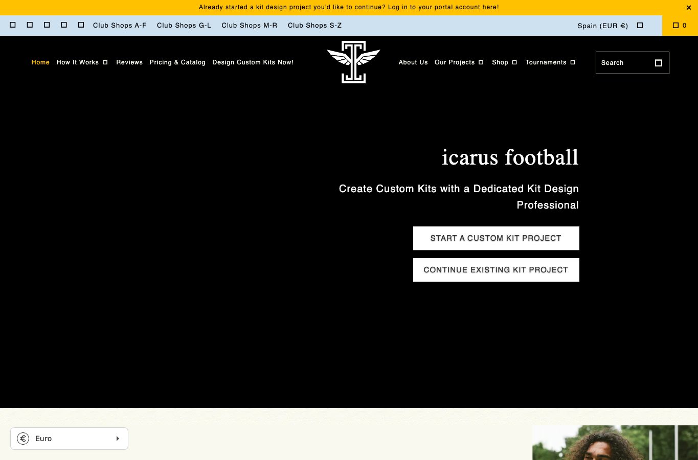 Inicio de la tienda online Icarus FC