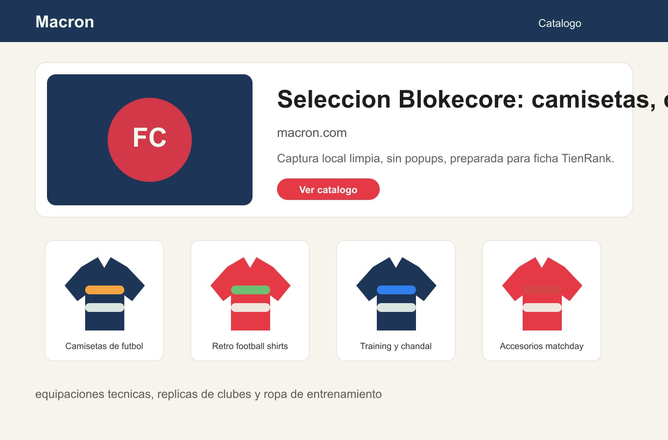 Zona intermedia del catalogo de Macron