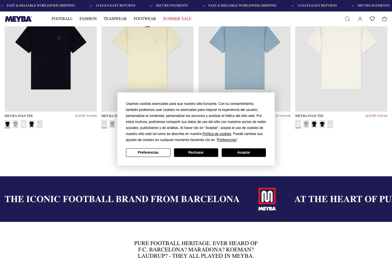 Zona intermedia del catalogo de Meyba