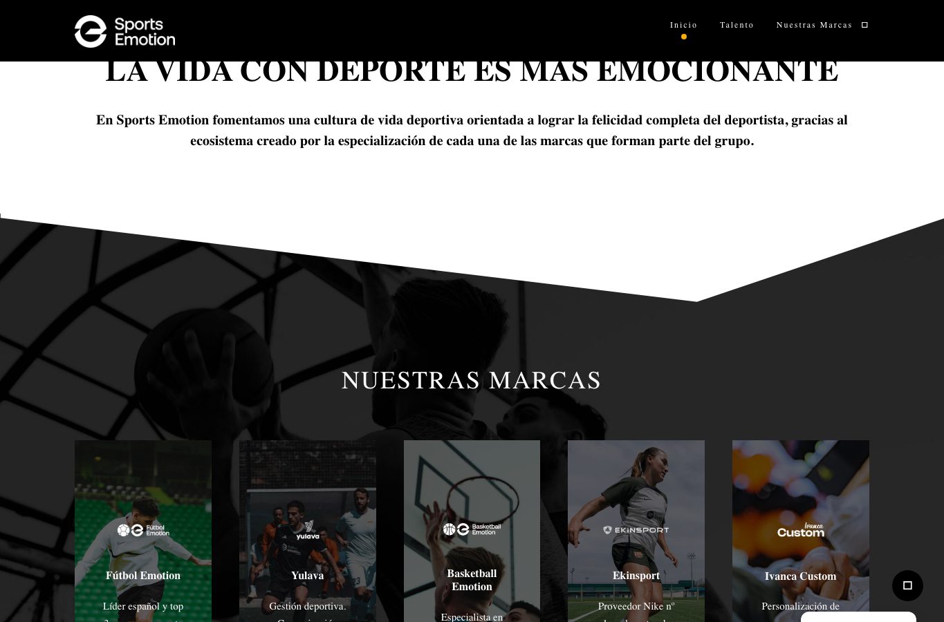 Zona intermedia del catalogo de Sports Emotion
