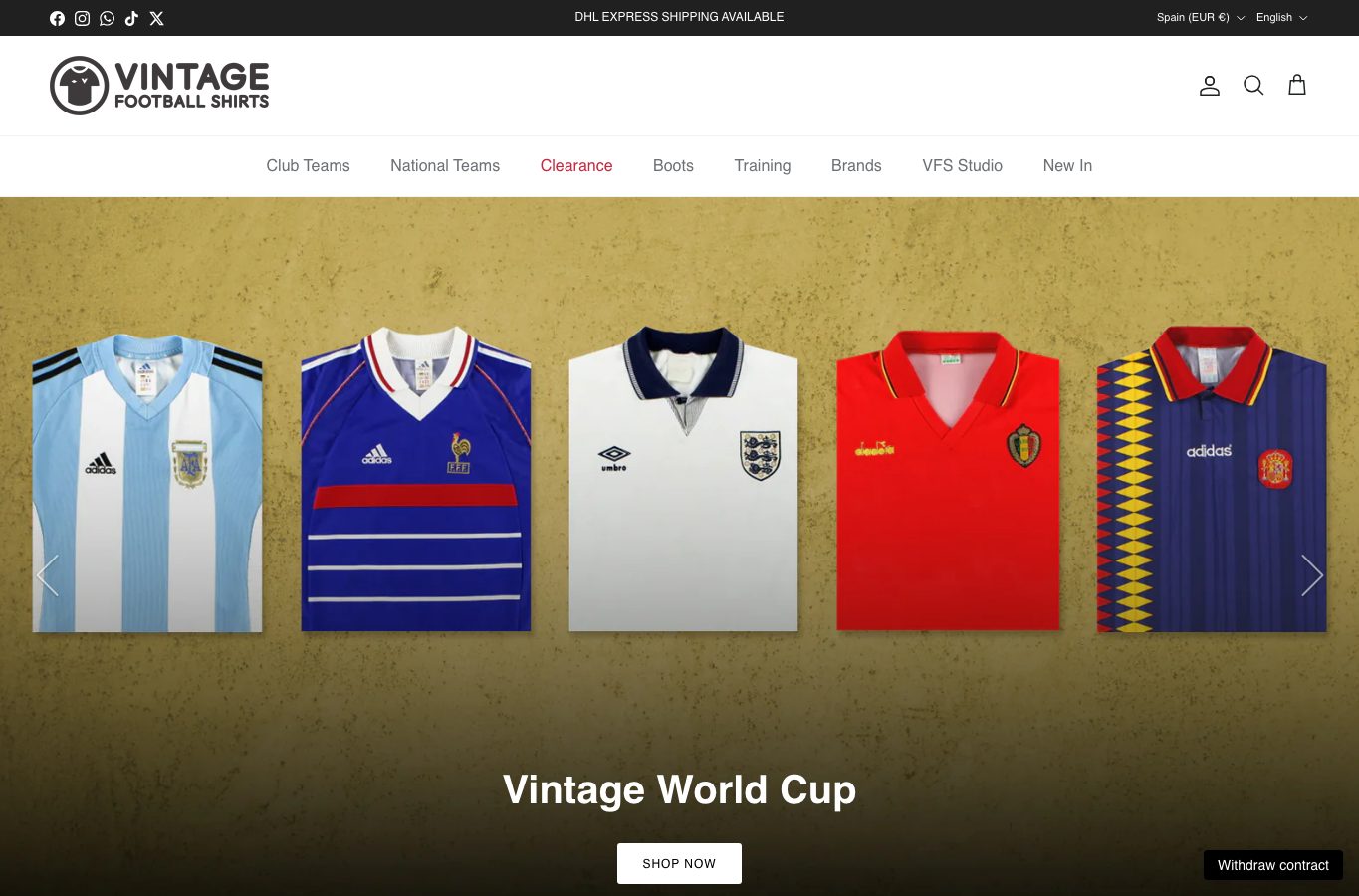 Zona intermedia del catalogo de Vintage Football Shirts