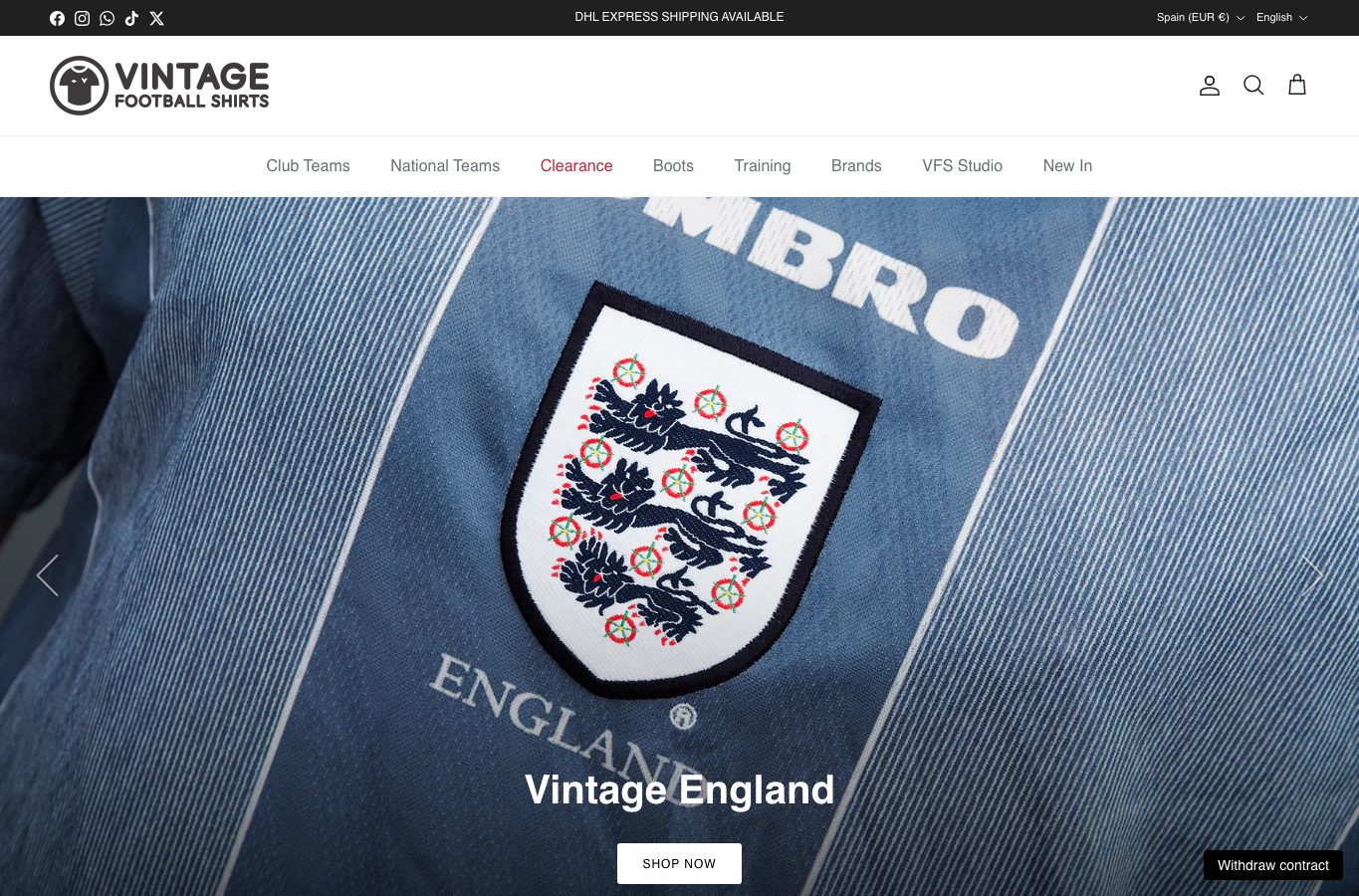 Inicio de la tienda online Vintage Football Shirts
