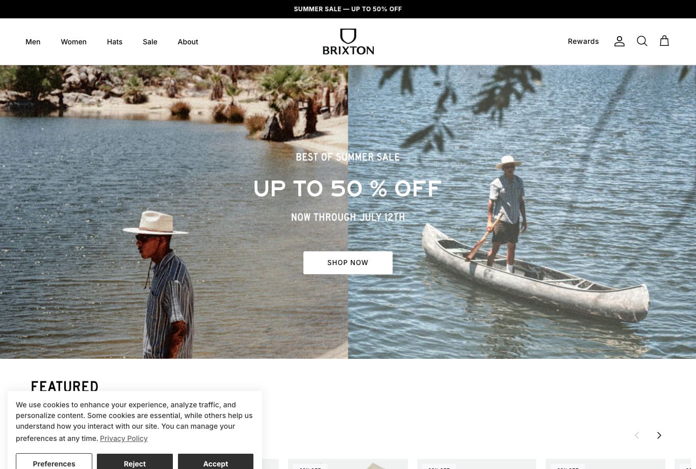 Parte superior de la tienda online Brixton