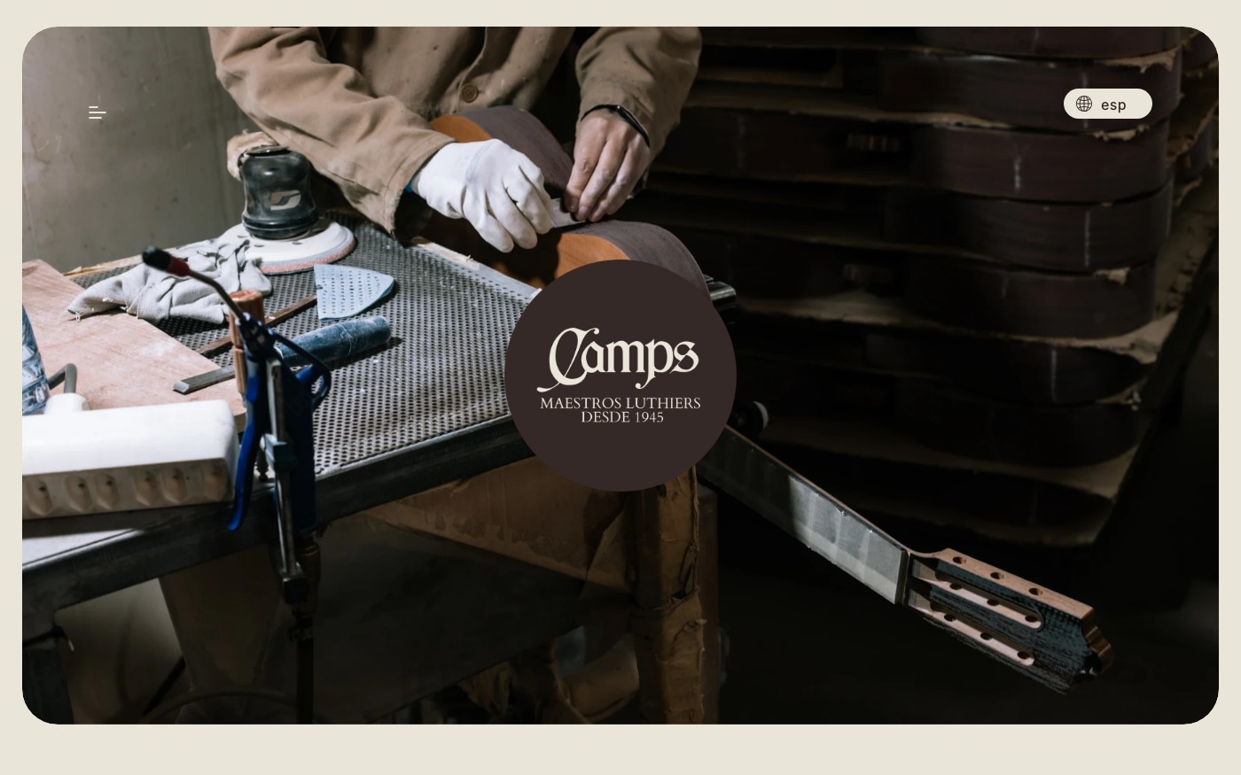 Captura real de la home de Camps Guitars