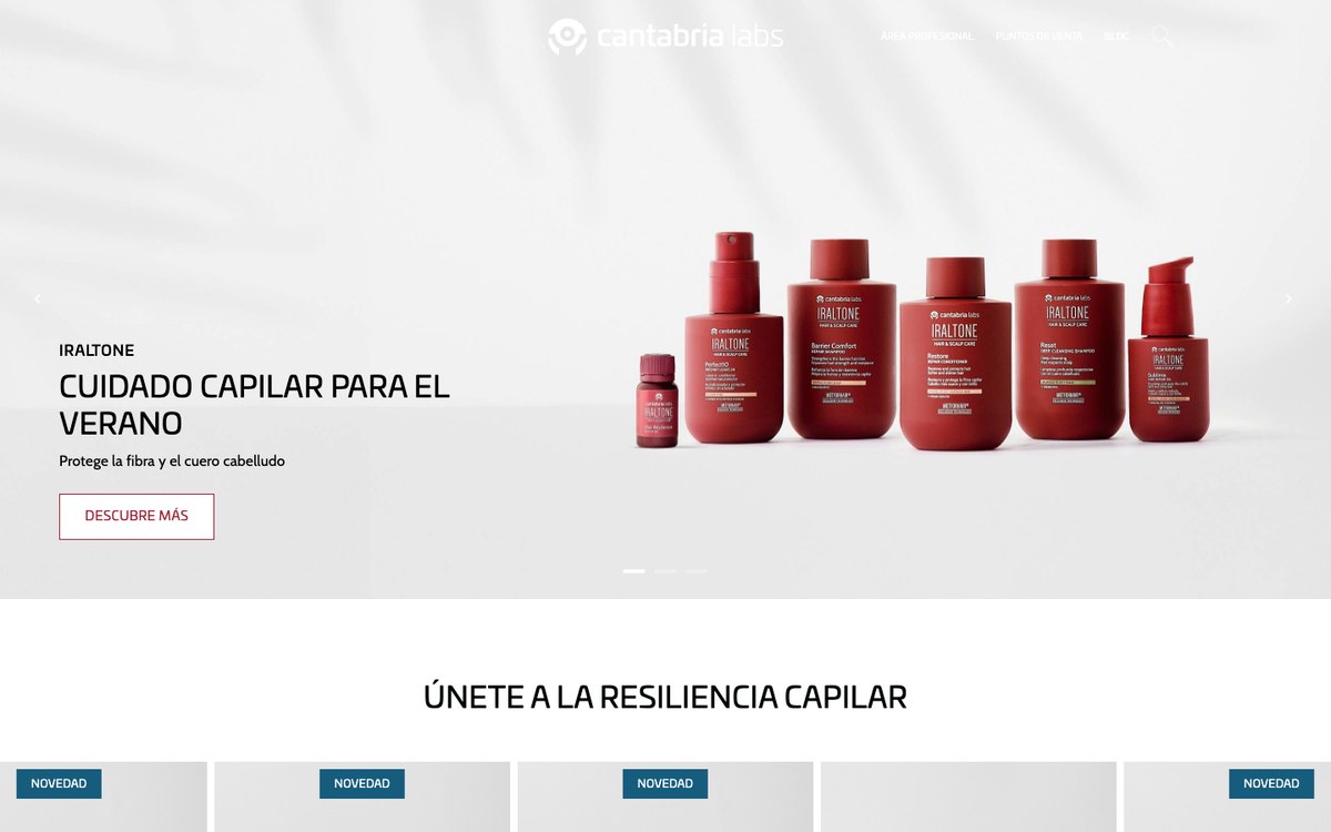 Captura de pantalla de la home de Cantabria Labs