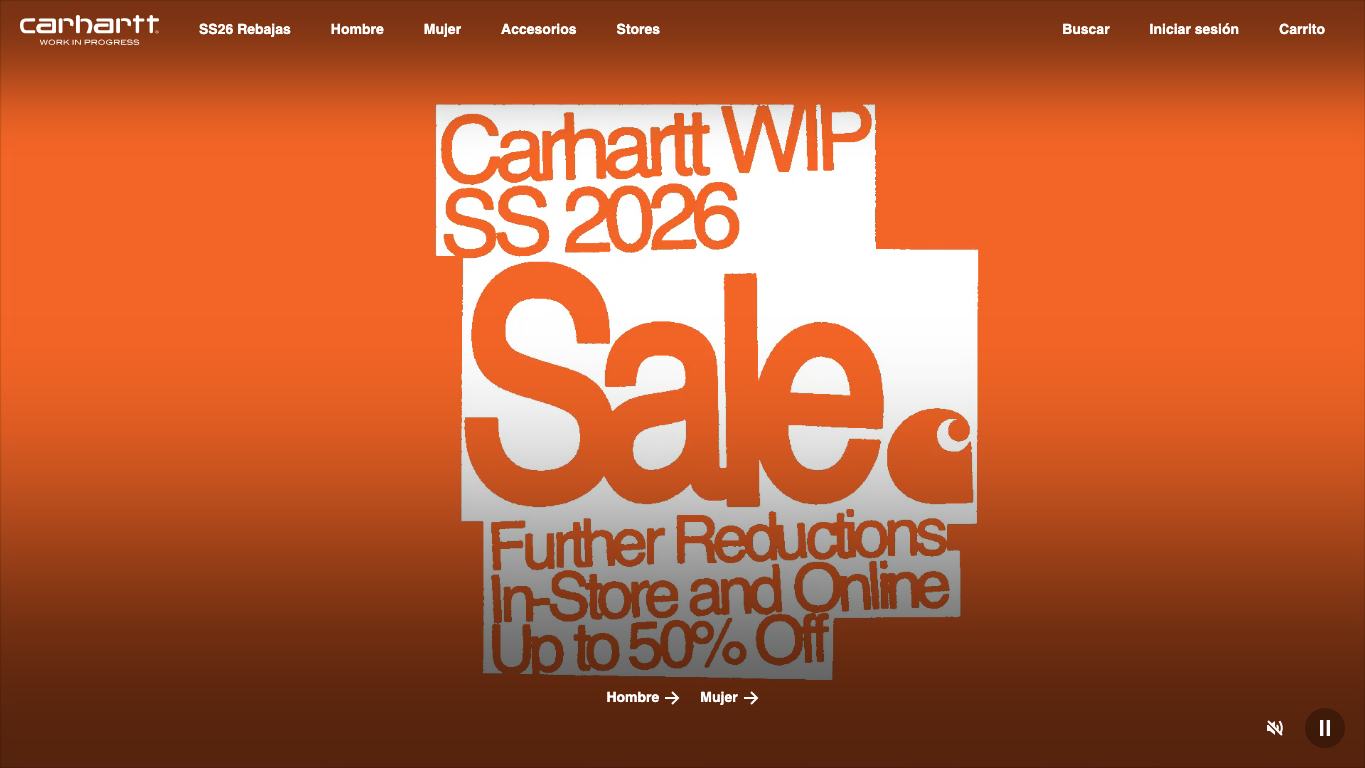 Captura real de la home de Carhartt WIP