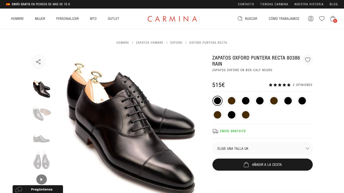 Ficha de zapatos de vestir en Carmina Shoemaker