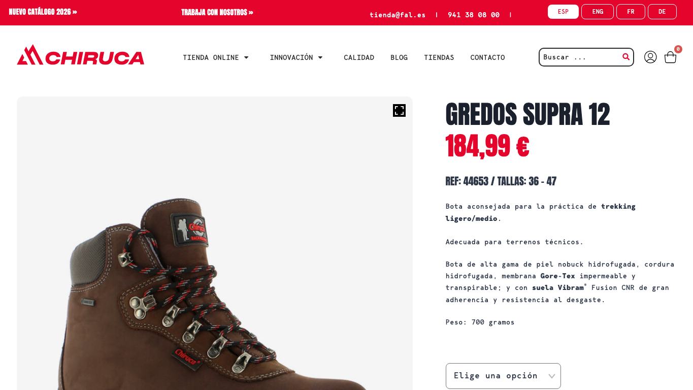 Ficha de botas en Chiruca