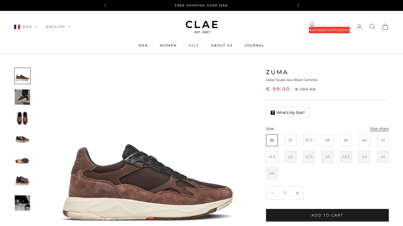 Captura real de una ficha de producto de Clae