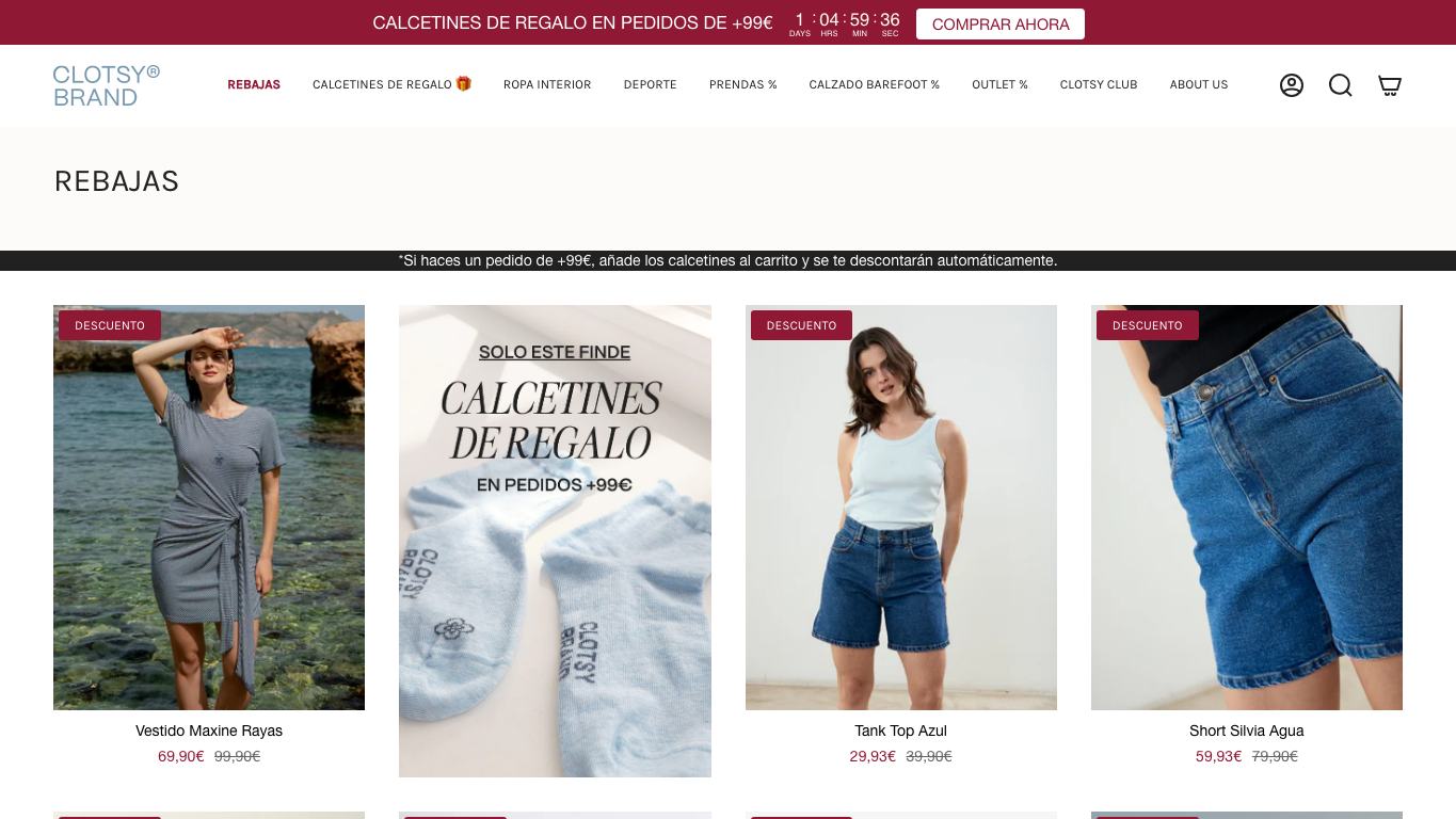 Captura real de una ficha de producto de Clotsy Brand