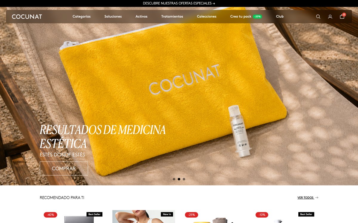 Captura de pantalla de la home de Cocunat
