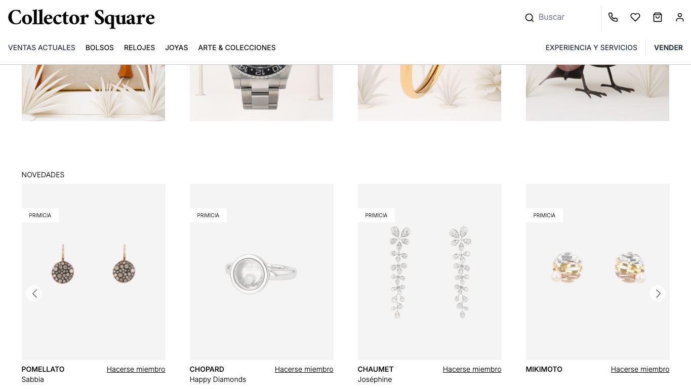 Catálogo y contenido de Collector Square