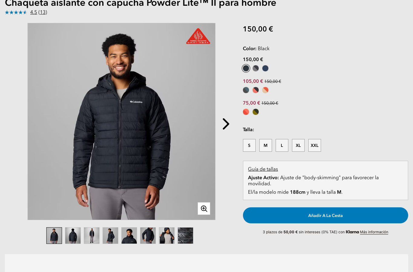 Captura real de una ficha de producto de Columbia