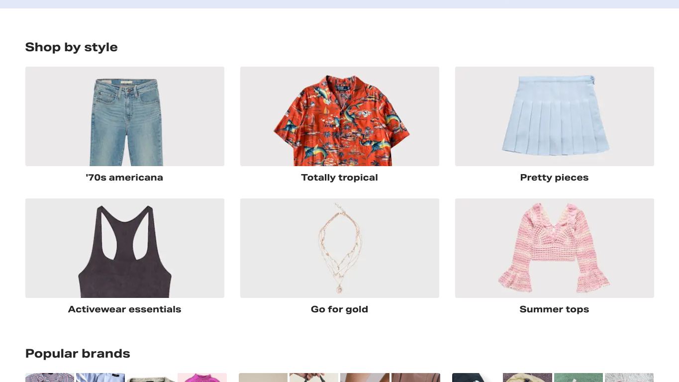 Catálogo y contenido de Depop