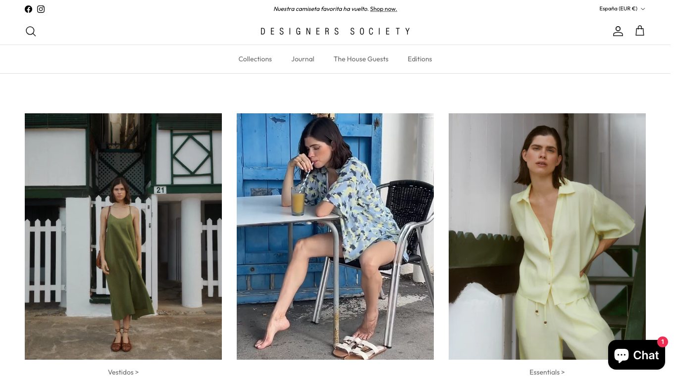 Captura real de la home de Designers Society