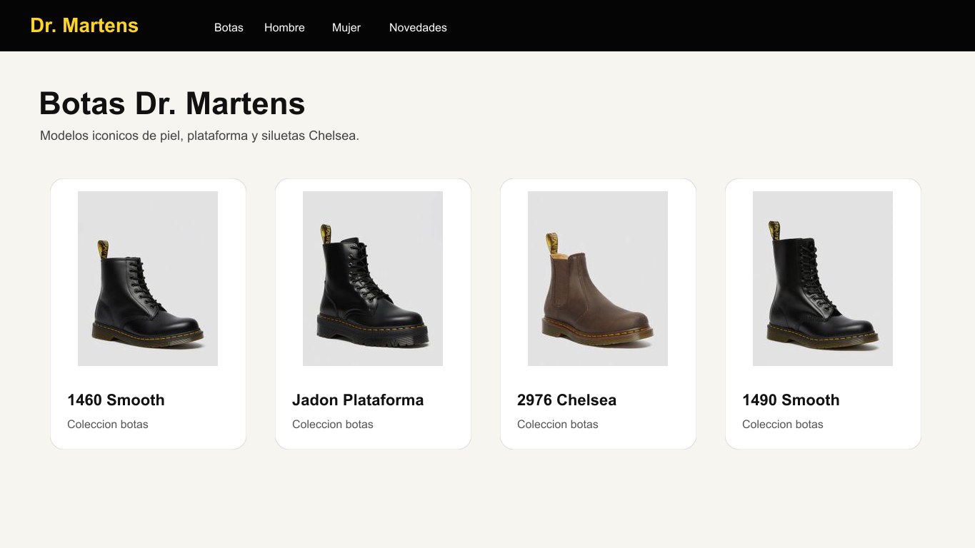 Catálogo y módulos de Dr. Martens