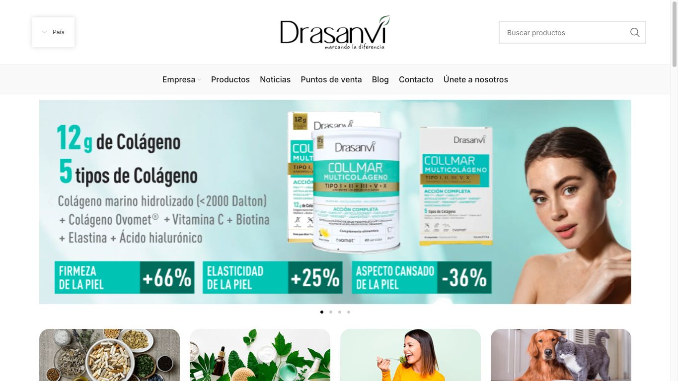 Captura de pantalla de la home de Drasanvi