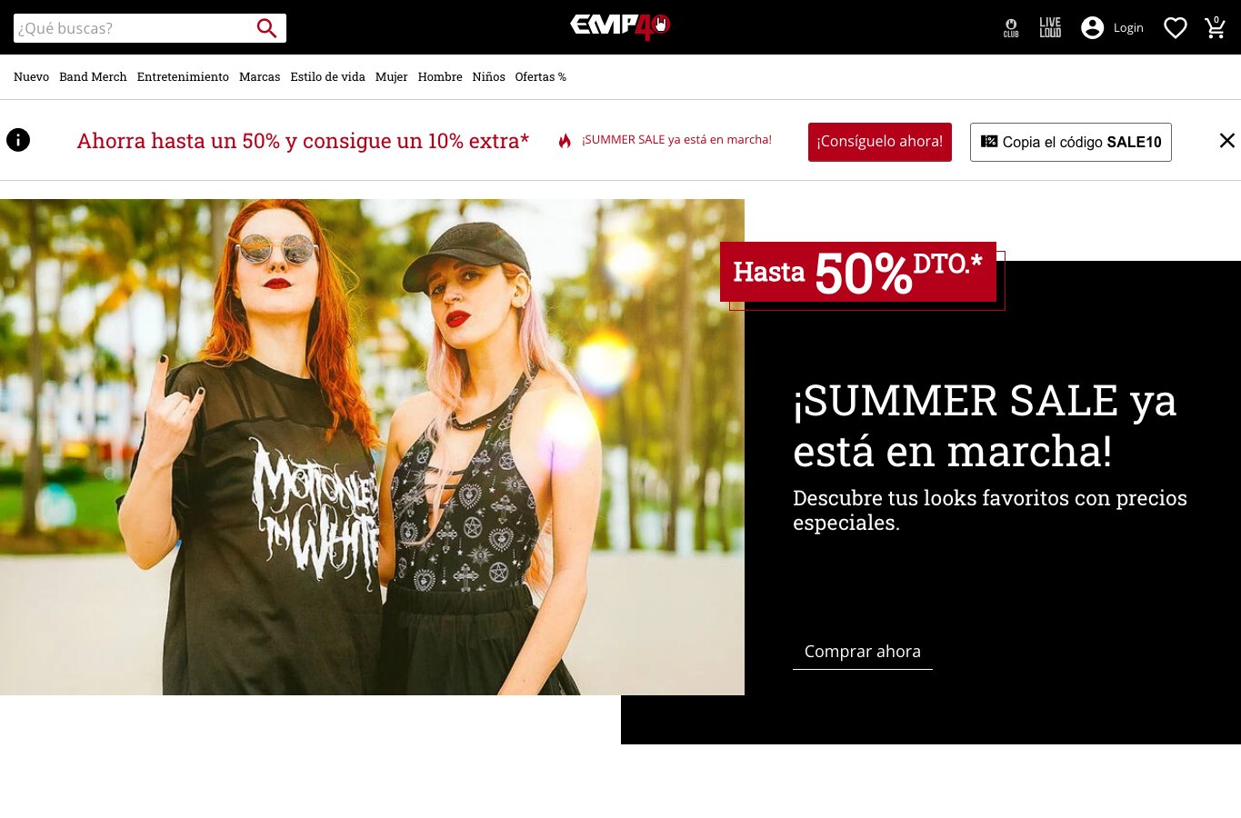 Captura real de la home de EMP
