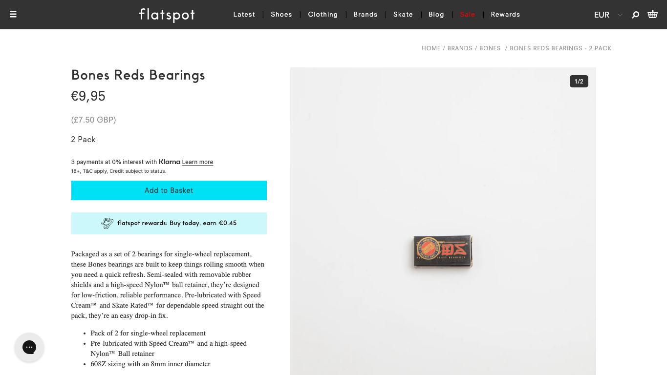 Captura real de una ficha de producto de Flatspot
