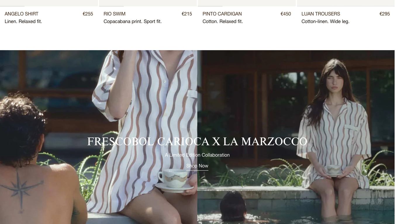 Captura real de la zona media de la home de Frescobol Carioca