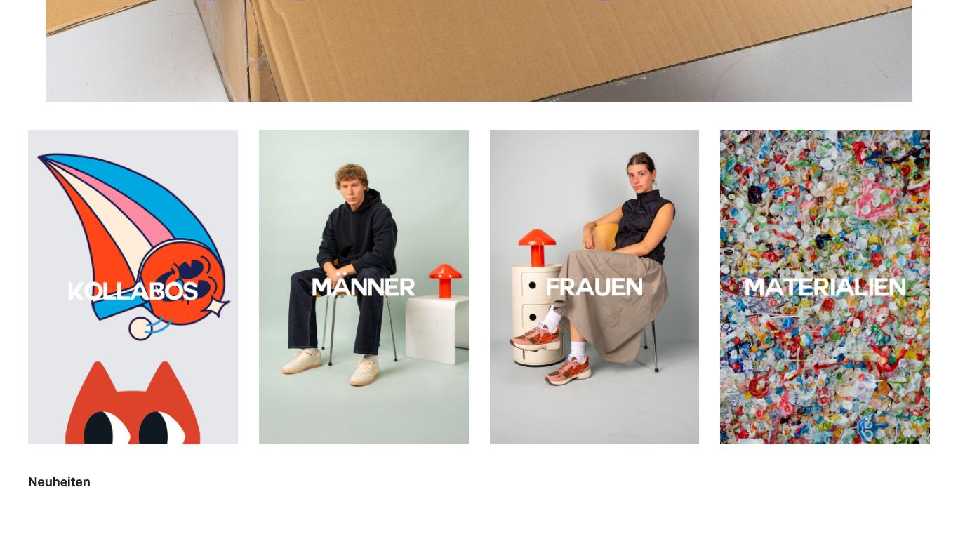 Captura real de la zona media de la home de Genesis Footwear