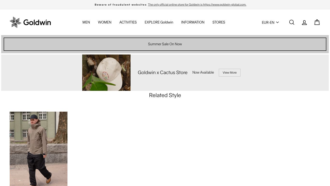 Captura real de una ficha de producto de Goldwin