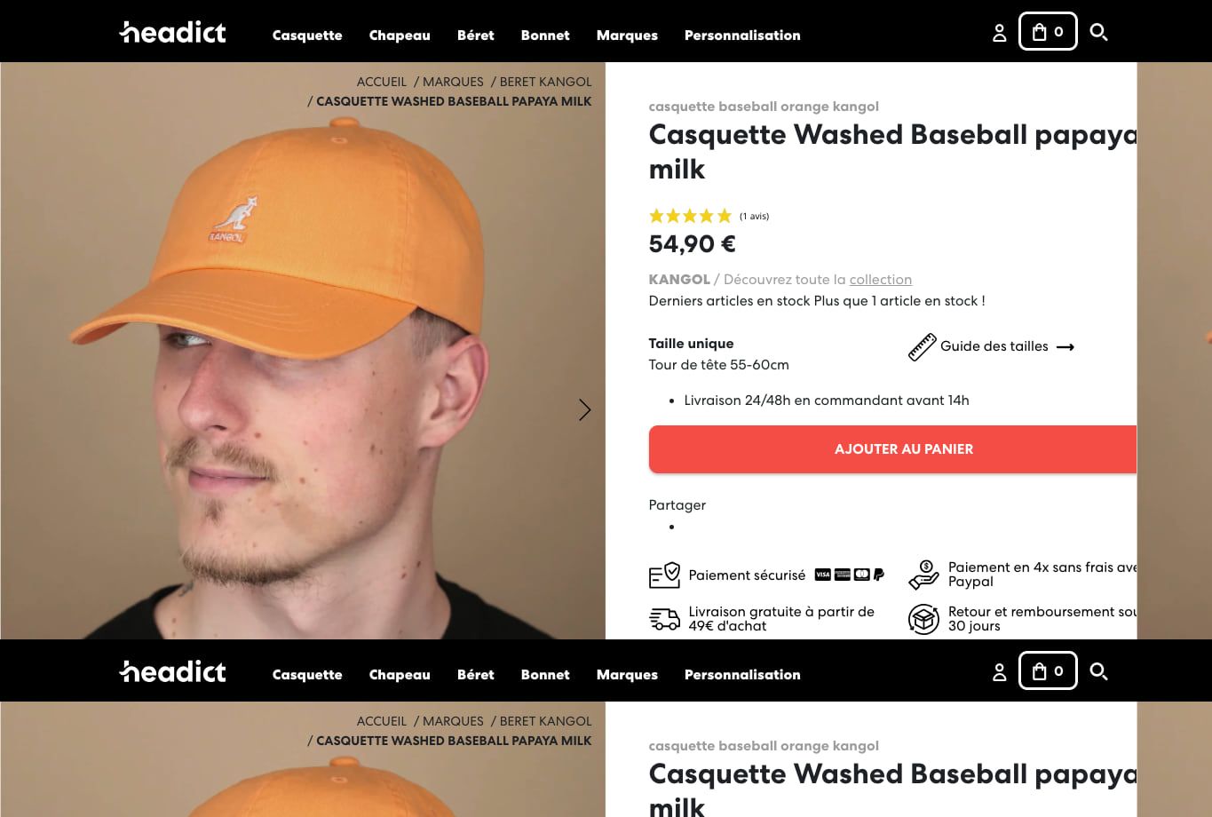 Página de una referencia oficial de Headict