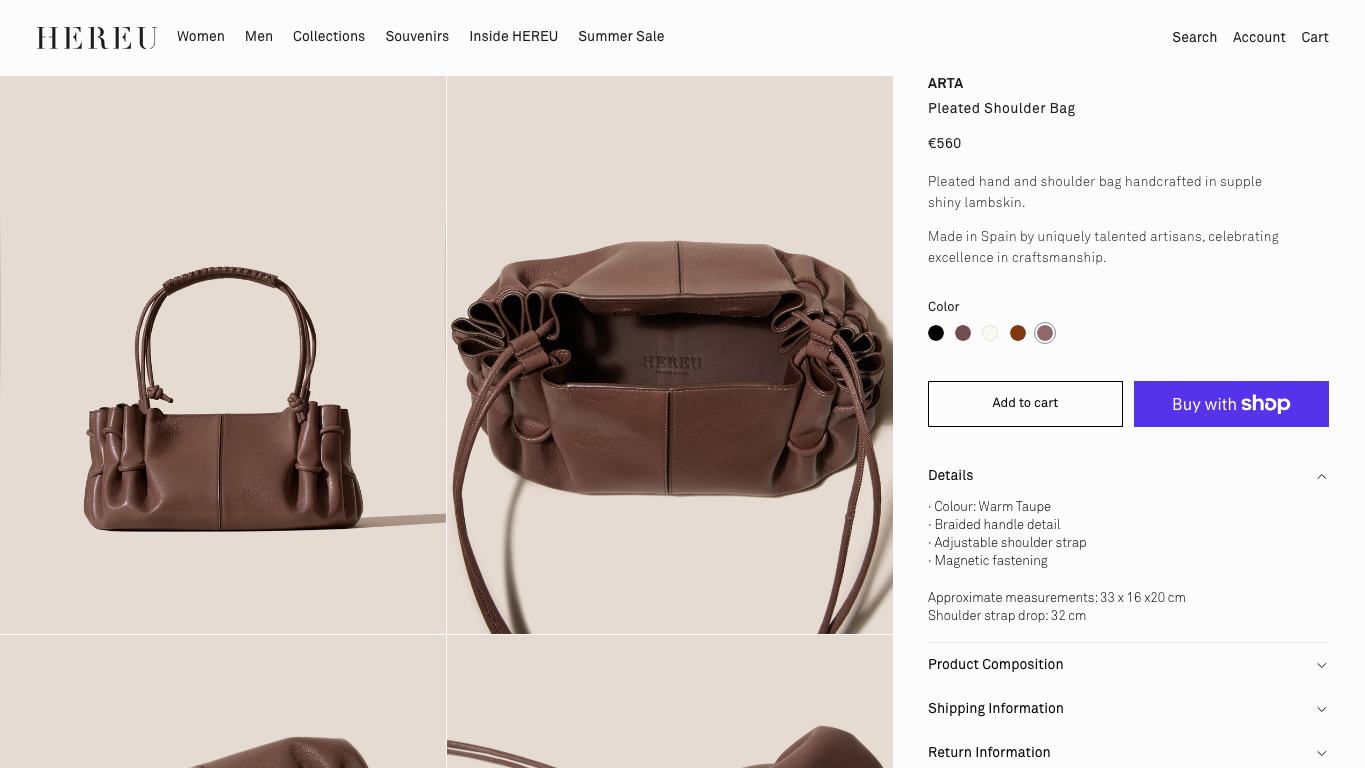 Ficha de bolsos y accesorios en Hereu