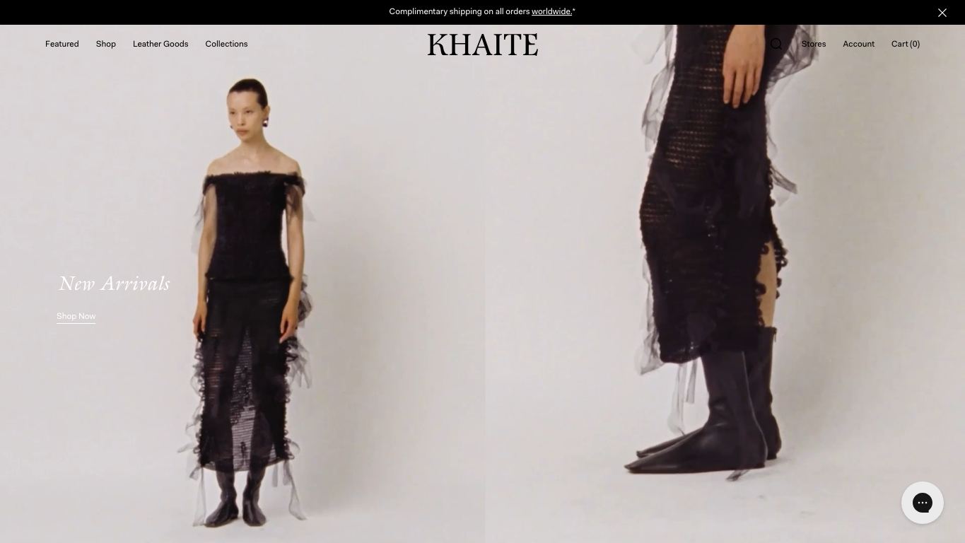 Captura real de la home de Khaite