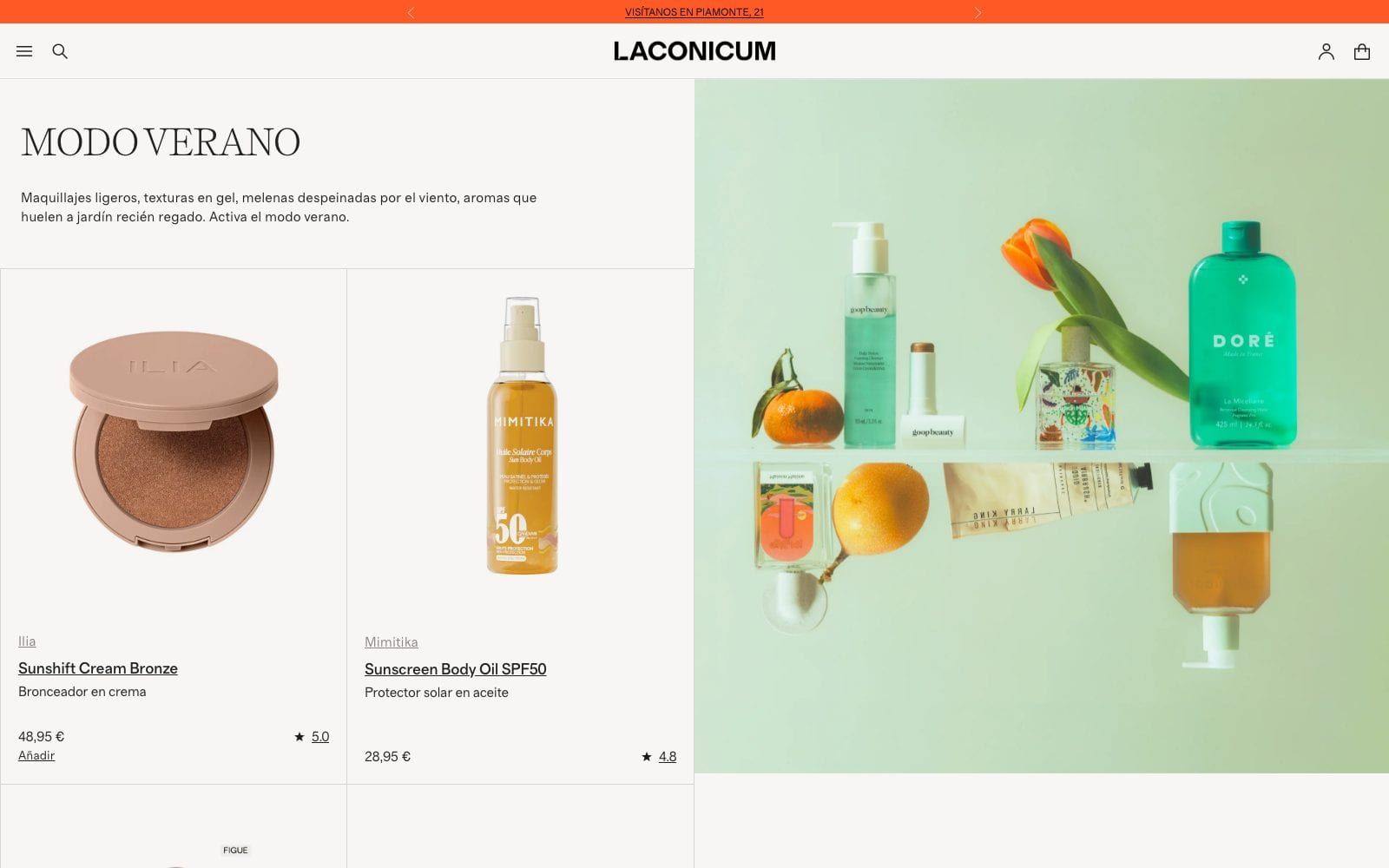 Captura de pantalla de la home de Laconicum