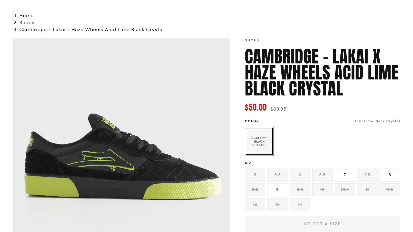 Captura real de una ficha de producto de Lakai