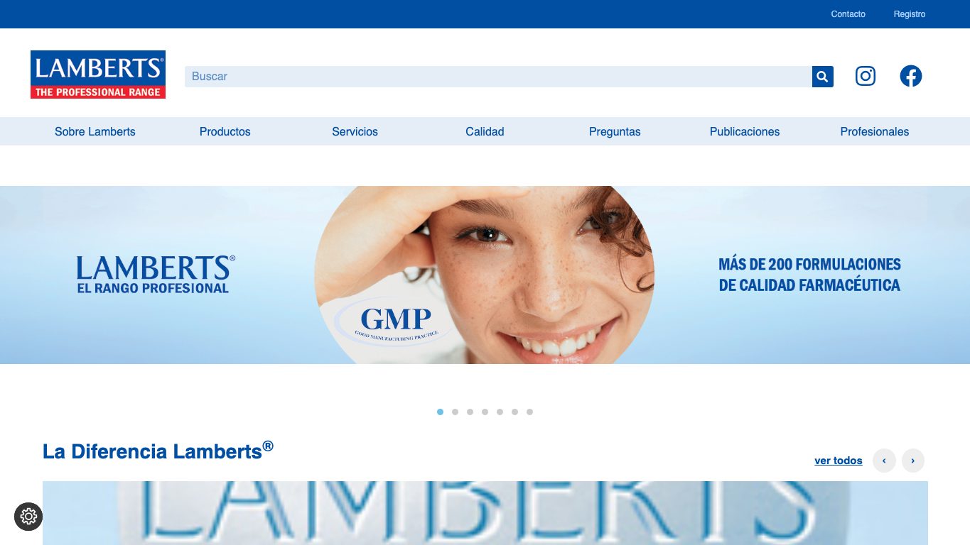 Captura de pantalla de la home de Lamberts Española