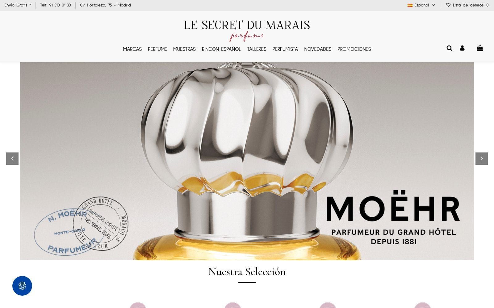 Captura de pantalla de la home de Le Secret du Marais