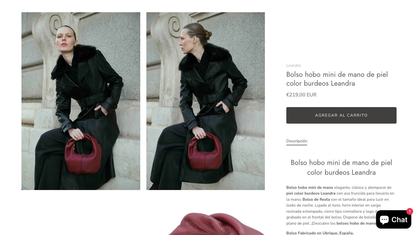 Ficha de bolsos y accesorios en Leandra Bags