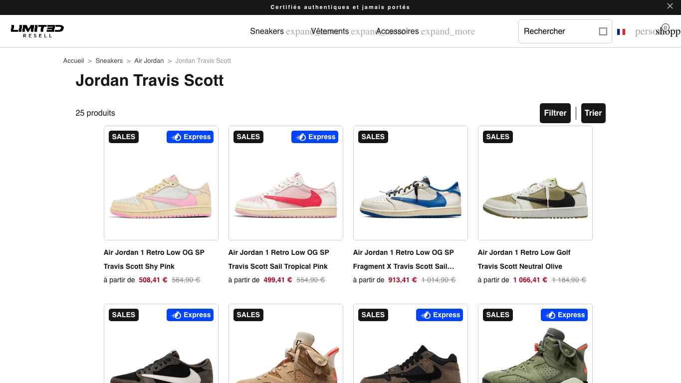 Captura real de una ficha de producto de Limited Resell