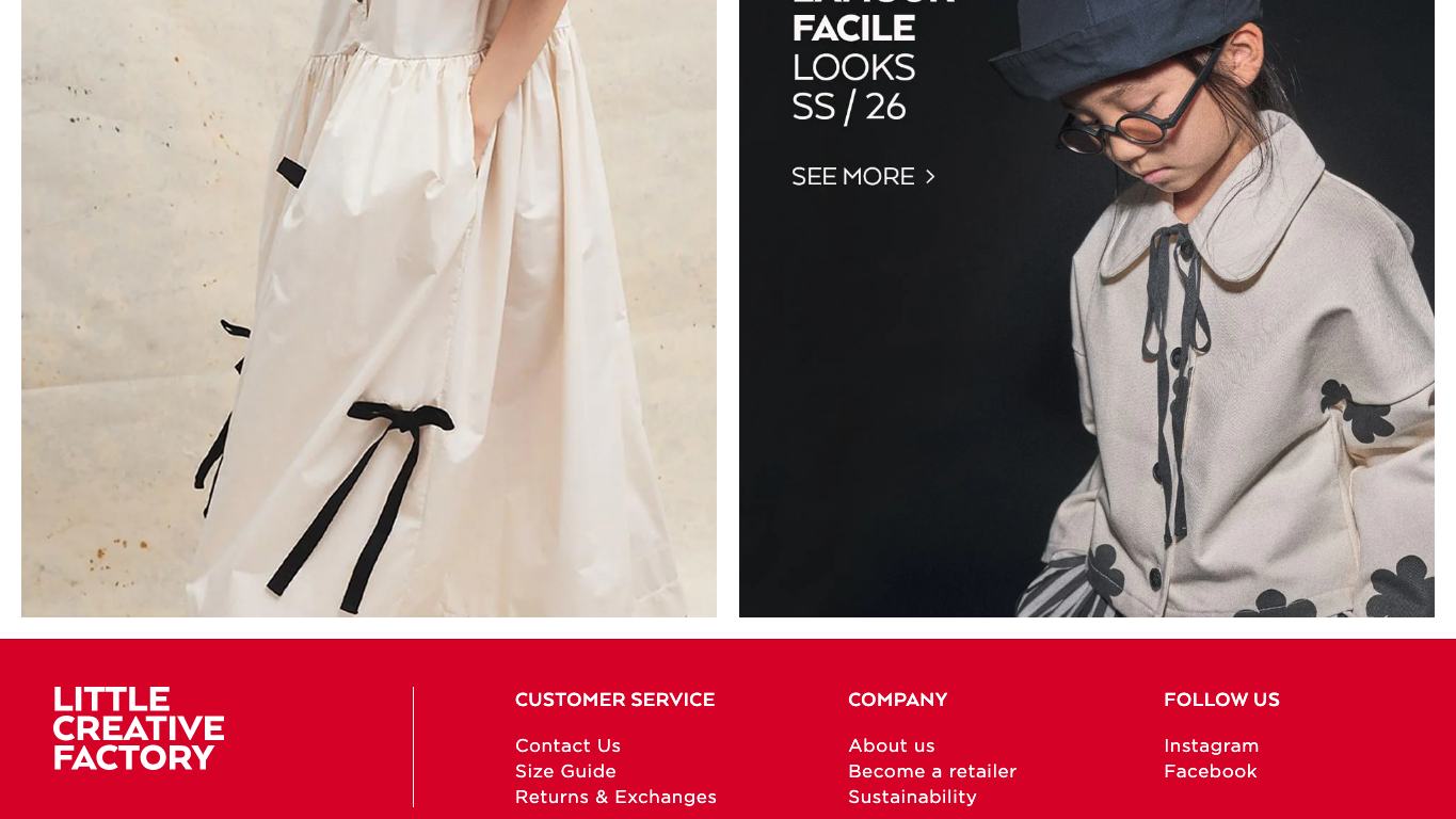 Captura real de la zona media de la home de Little Creative Factory