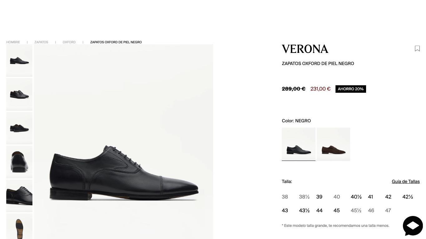 Ficha de zapatos de vestir en Lottusse