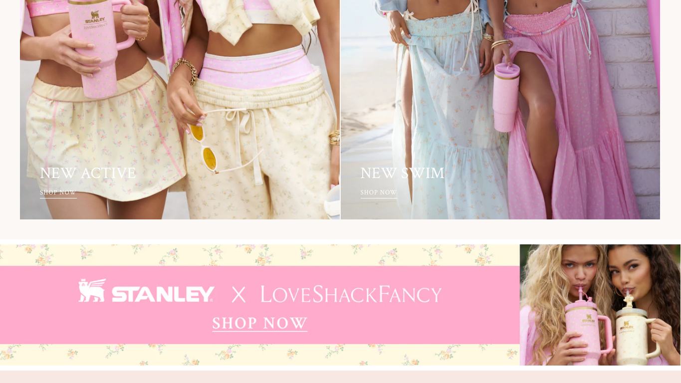 Captura real de la zona media de la home de LoveShackFancy