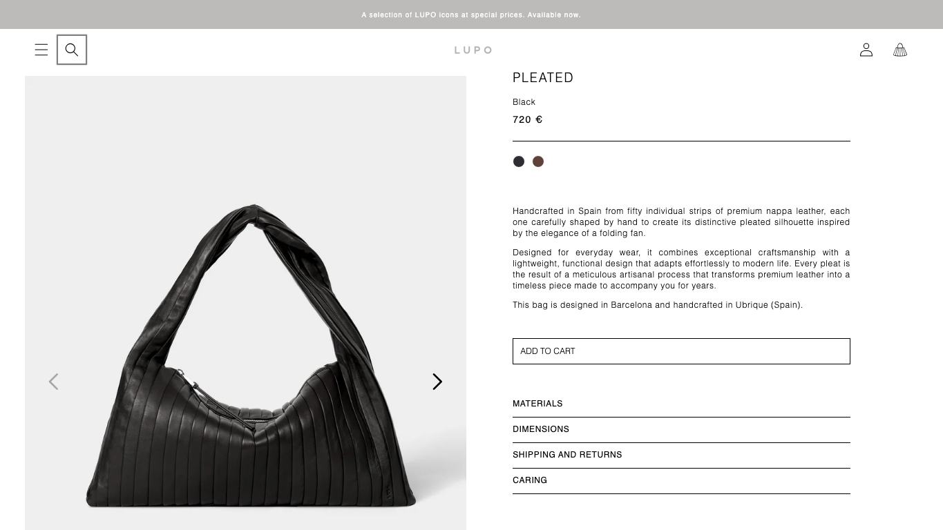 Ficha de bolsos y accesorios en Lupo Barcelona