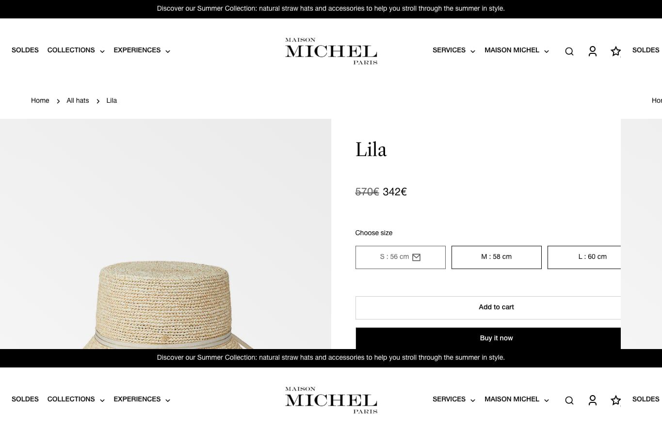 Página de una referencia oficial de Maison Michel