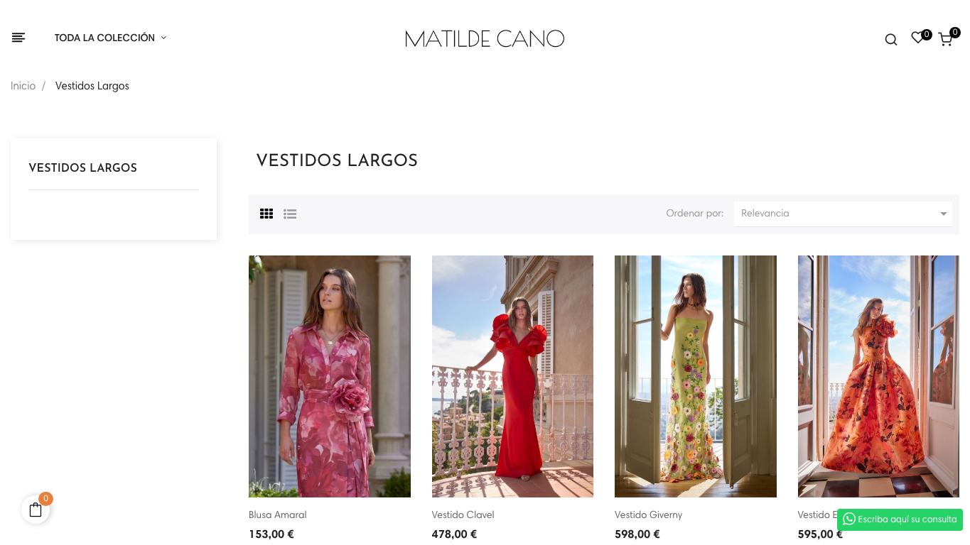 Captura real de una ficha de producto de Matilde Cano
