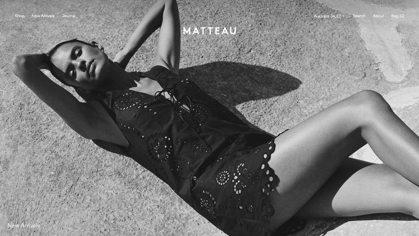 Captura real de la home de Matteau