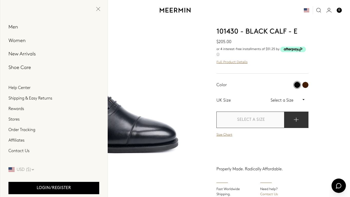 Ficha de zapatos de vestir en Meermin