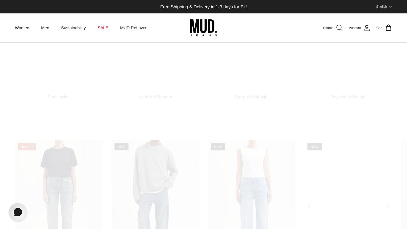 Captura real de la home de Mud Jeans