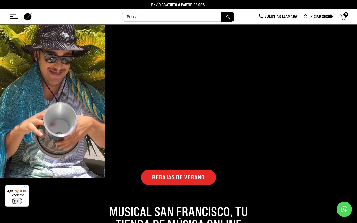 Captura real de la home de Musical San Francisco