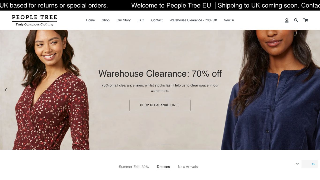 Captura real de una ficha de producto de People Tree